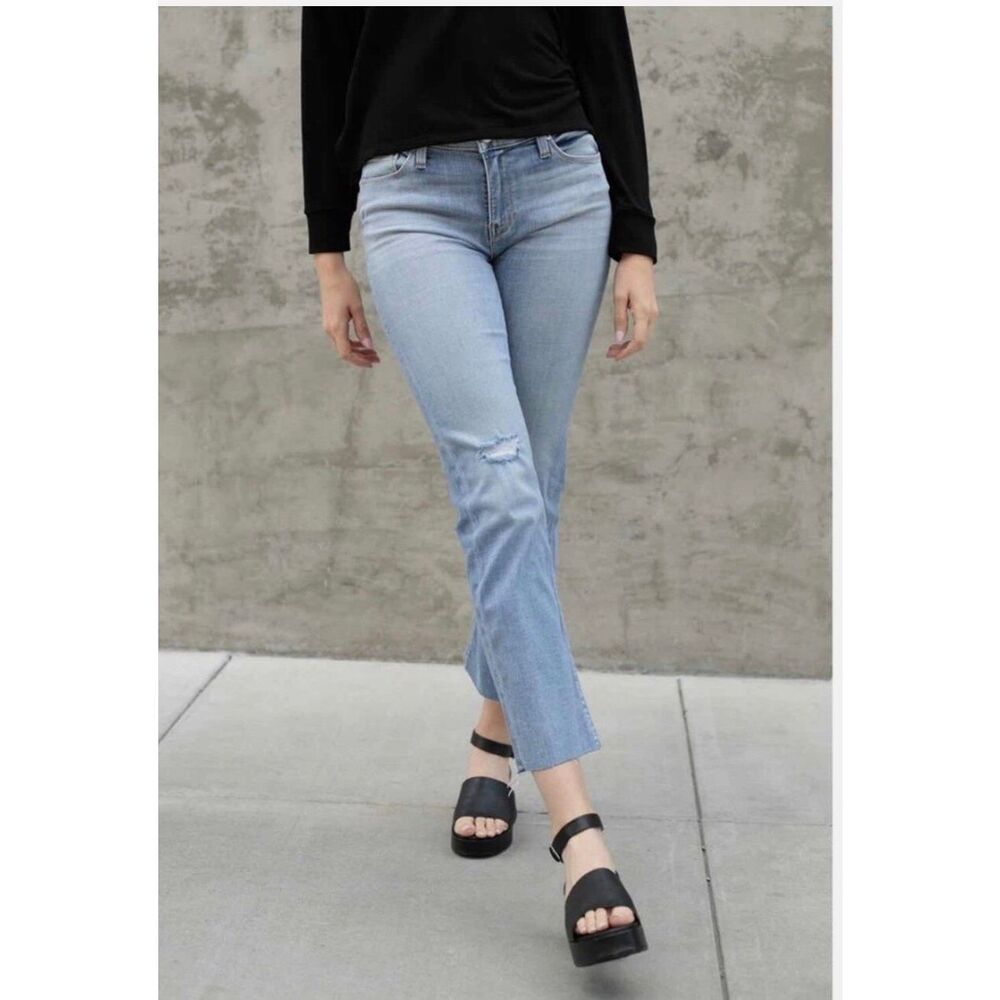Hudson Nico Cigarette Mid Rise Jeans in Outshine Raw Hem Size 27